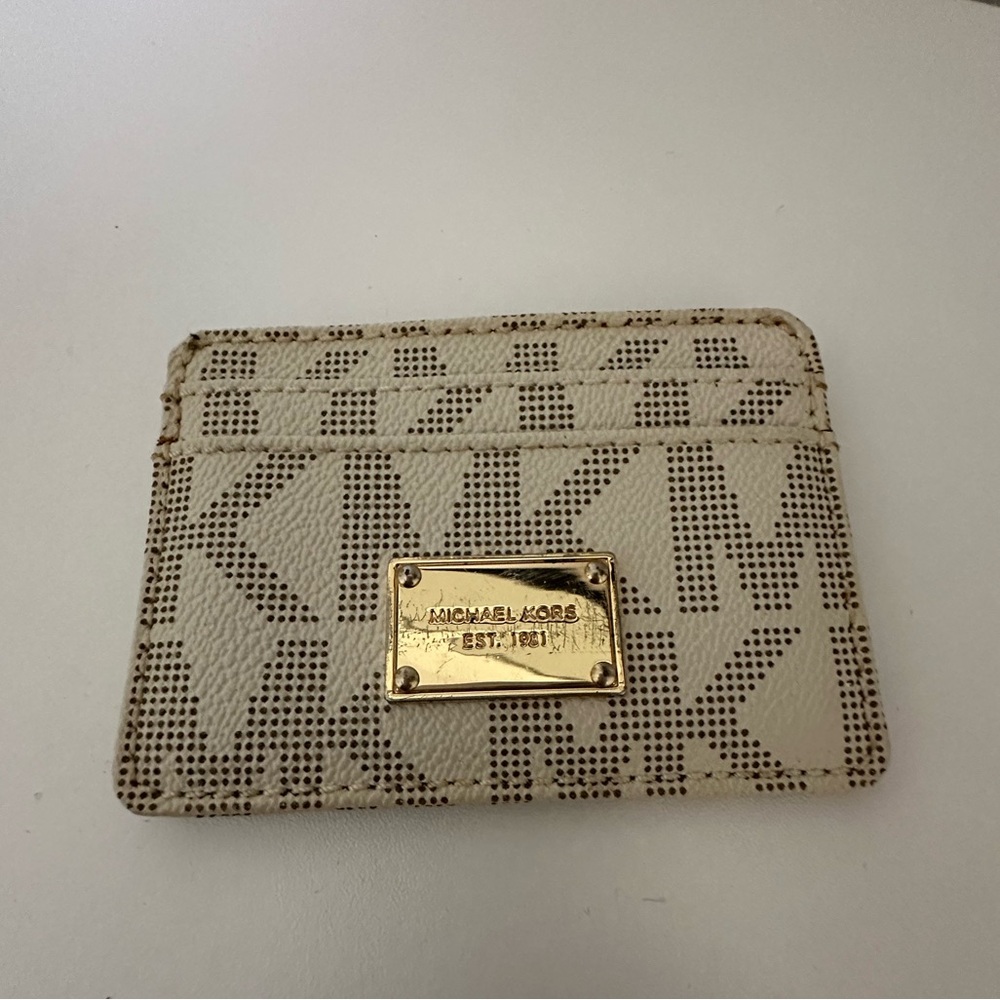 Michael Kors cream and brown card holder
